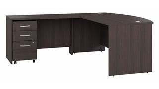 L Shaped Desks Bush Furniture 72" W L-Shaped Bow Front Desk with Assembled 3 Drawer Mobile File Cabinet