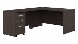 L Shaped Desks Bush Furniture 66" W x 30" D L-Shaped Desk with Assembled 3 Drawer Mobile File Cabinet