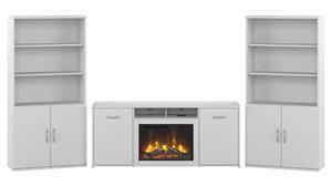 Electric Fireplaces Bush Furniture 36" W Bookcase (Set of 2) with 72" W Electric Fireplace TV Stand