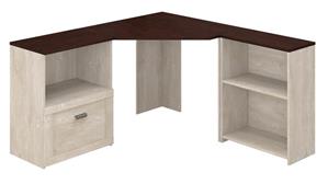 Corner Desks Bush Furniture Corner Desk with Lateral File Cabinet and 2 Shelf Bookcase