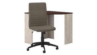 Corner Desks Bush Furniture Corner Desk and Mid Back Ribbed Leather Office Chair Set