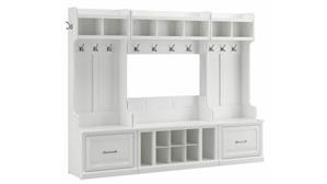 Benches Bush Furniture Full Entryway Storage Set with Coat Rack and Shoe Bench with Drawers