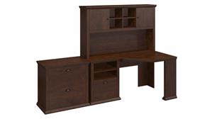 Corner Desks Bush Furniture 60" W Corner Desk with Hutch and Lateral File Cabinet