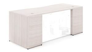 Executive Desks Corp Design 66" x 30" Rectangular Desk Shell with White Glass Modesty Panel
