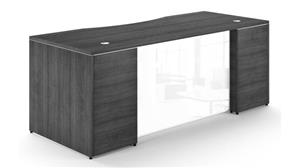 Executive Desks Corp Design 66in x 30in Rectangular Desk Shell with White Glass Modesty Panel