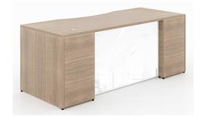 Executive Desks Corp Design 66" x 30" Rectangular Desk Shell with White Glass Modesty Panel