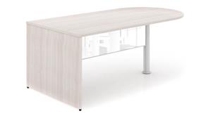 Executive Desks Corp Design Bullet End Desk with White Glass Modesty Panel