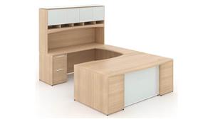 U Shaped Desks Corp Design 72" x 108" Bow Front U Shaped Desk with Glass Modesty Panel