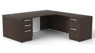 L Shaped Desks Corp Design 72in x 84in Bow Front L Shaped Desk with White Glass Modesty Panel