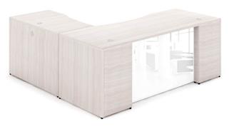 L Shaped Desks Corp Design 66" x 72" Rectangular L Shaped Desk with White Glass Modesty Panel