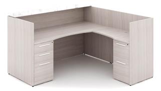Reception Desks Corp Design L Shaped Double Pedestal Reception Desk with Glass Transactional Floated Top