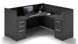 Reception Desks Corp Design L Shaped Double Pedestal Reception Desk with Glass Transactional Floated Top