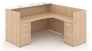 Reception Desks Corp Design L Shaped Reception Desk with Glass Transactional Floated Top