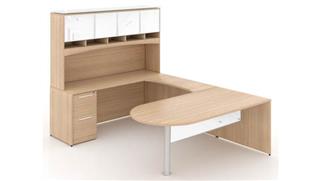 U Shaped Desks Corp Design U Shaped Bullet End Desk with Hutch