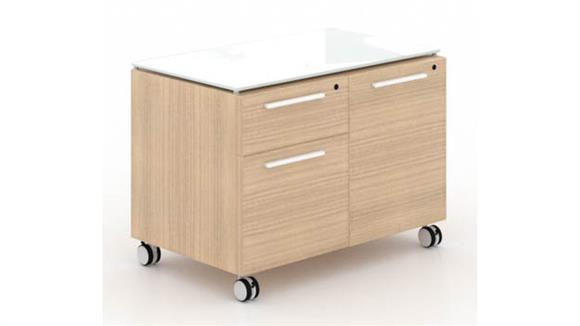 Mobile Combo Storage Unit with White Glass Top