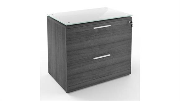 2 Drawer Lateral File with Glass Top