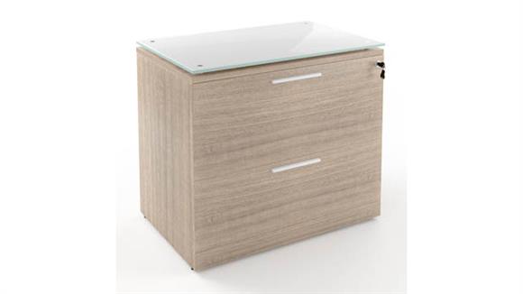 2 Drawer Lateral File with Glass Top