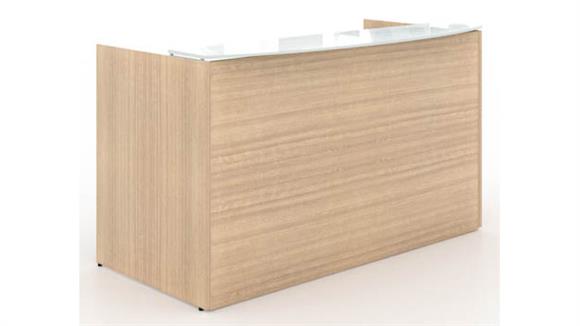 72in Single Pedestal Reception Desk with Floated White Glass Transaction Top