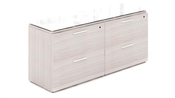 4 Drawer Lateral File Storage with Floated Glass Top