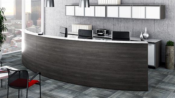15' Curved Reception Desk with Glass Top