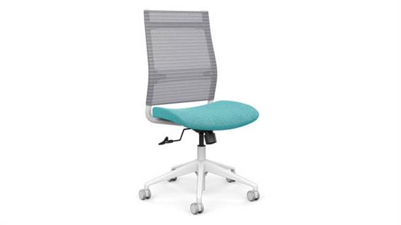 High Back Armless Task Chair with White Base