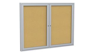 Bulletin & Display Boards Ghent 3ft x 4ft Two Door Satin Aluminum Frame Enclosed Tackboard