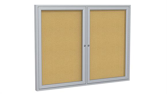 3ft x 4ft Two Door Satin Aluminum Frame Enclosed Tackboard