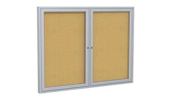 4ft x 5ft Two Door Satin Aluminum Frame Enclosed Tackboard