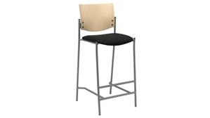 Bar Stools KFI Seating Barstool with Silver Frame and Wood Back