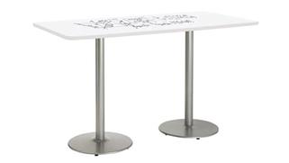 Activity Tables KFI Seating 36in W x 6ft D Rectangle Pedestal Table with Whiteboard Top & 41in H Round Base