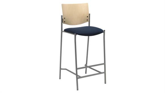 Barstool with Silver Frame and Wood Back