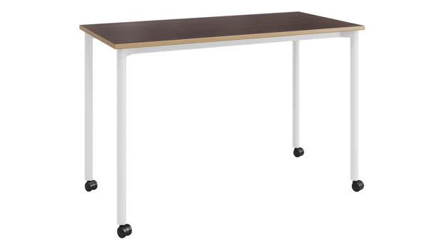 Cafelle Top with Plywood Edge / White Frame / Casters