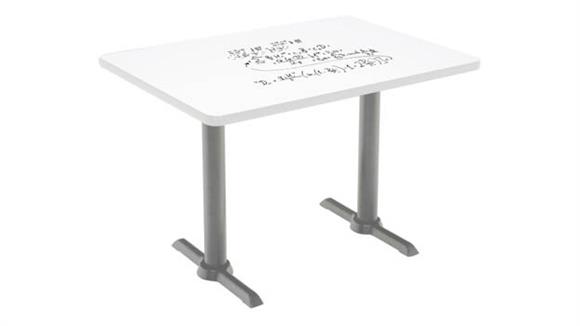 48in W x 30in D Pedestal Table with Whiteboard Top & 41in H T-Leg Base