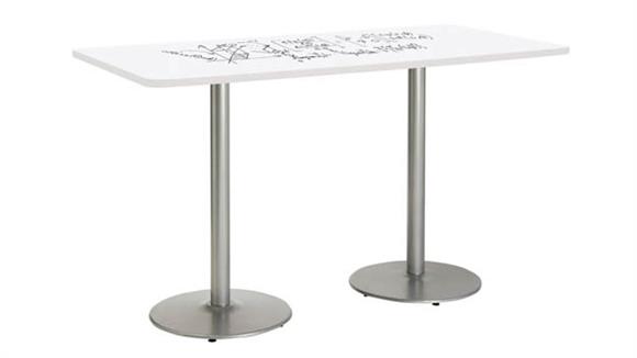 36in W x 6ft D Rectangle Pedestal Table with Whiteboard Top & 41in H Round Base
