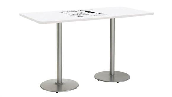 6ft W x 42in D Rectangle Pedestal Table with Whiteboard Top & 41in H Round Base
