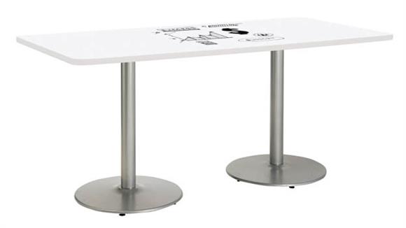 6ft W x 42in D Rectangle Pedestal Table with Whiteboard Top & 29in H Round Base