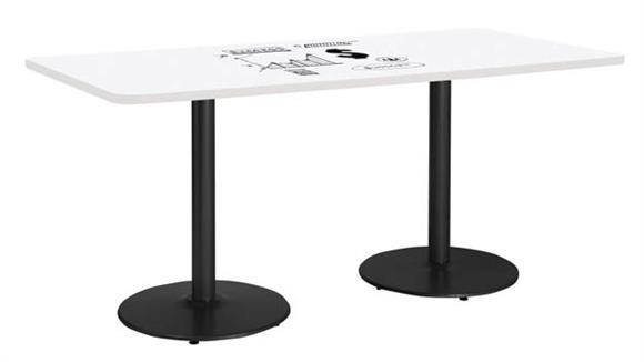 7ft W x 42in D Rectangle Pedestal Table with Whiteboard Top & 41in H Round Base