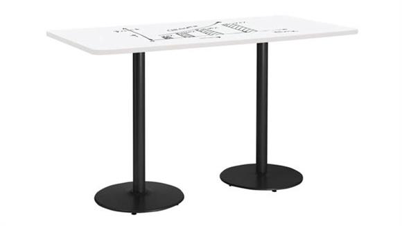 8ft W x 42in D Rectangle Pedestal Table with Whiteboard Top & 41in H Round Base