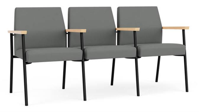 Asteroid Open House Fabric / Black Steel Finish /Natural Maple Armrests