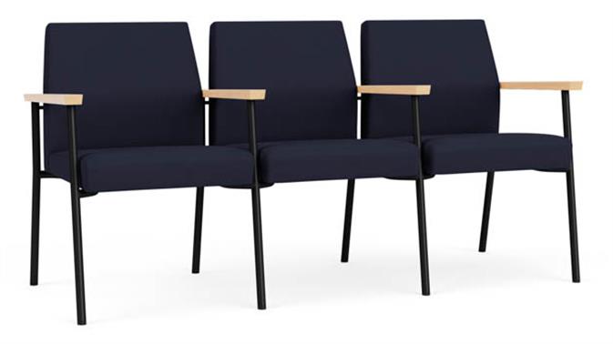 Navy Open House Fabric / Black Steel Finish /Natural Maple Armrests