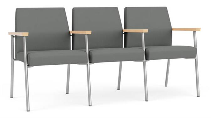 Asteroid Open House Fabric / Silver Finish /Natural Maple Armrests