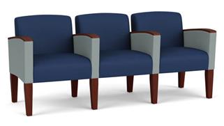 Reception Seating Lesro 3 Seats with Center Arms, Upholstered Seat, Back and Arms