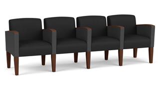 Reception Seating Lesro 4 Seats with Center Arms, Upholstered Seat, Back and Arms
