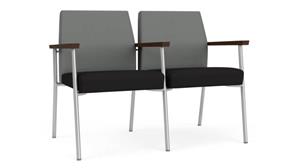 Reception Seating Lesro 2 Seats with Center Arm, Upholstered Seat, Upholstered Back