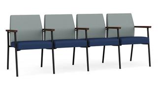 Reception Seating Lesro 4 Seats with Center Arms, Upholstered Seat, Upholstered Back