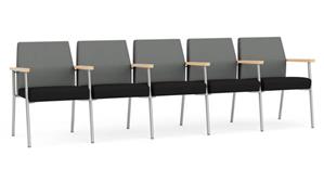 Reception Seating Lesro 5 Seats with Center Arms, Upholstered Seat, Upholstered Back