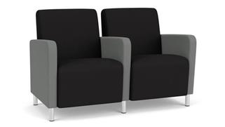 Reception Seating Lesro 2 Seats with Center Arm, Upholstered Seat, Back and Arms