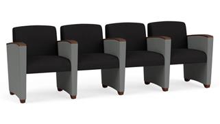 Reception Seating Lesro 4 Seats with Center Arms, Upholstered Seat, Back and Arms