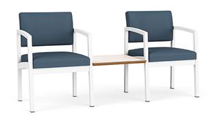 Reception Seating Lesro 2 Chairs with Connecting Center Table - Steel Frame and Standard Fabric
