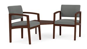 Reception Seating Lesro Lenox Wood 2 Chairs with Connecting Corner Wood Table - Standard Upholstery